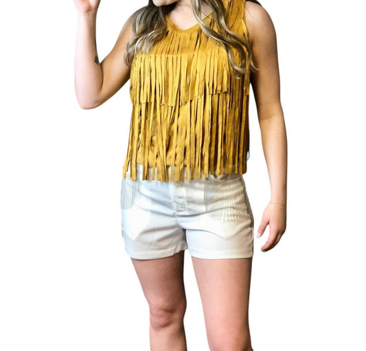 Merigold Kiss - Cheyenne Vegan Suede Fringe Crop Top