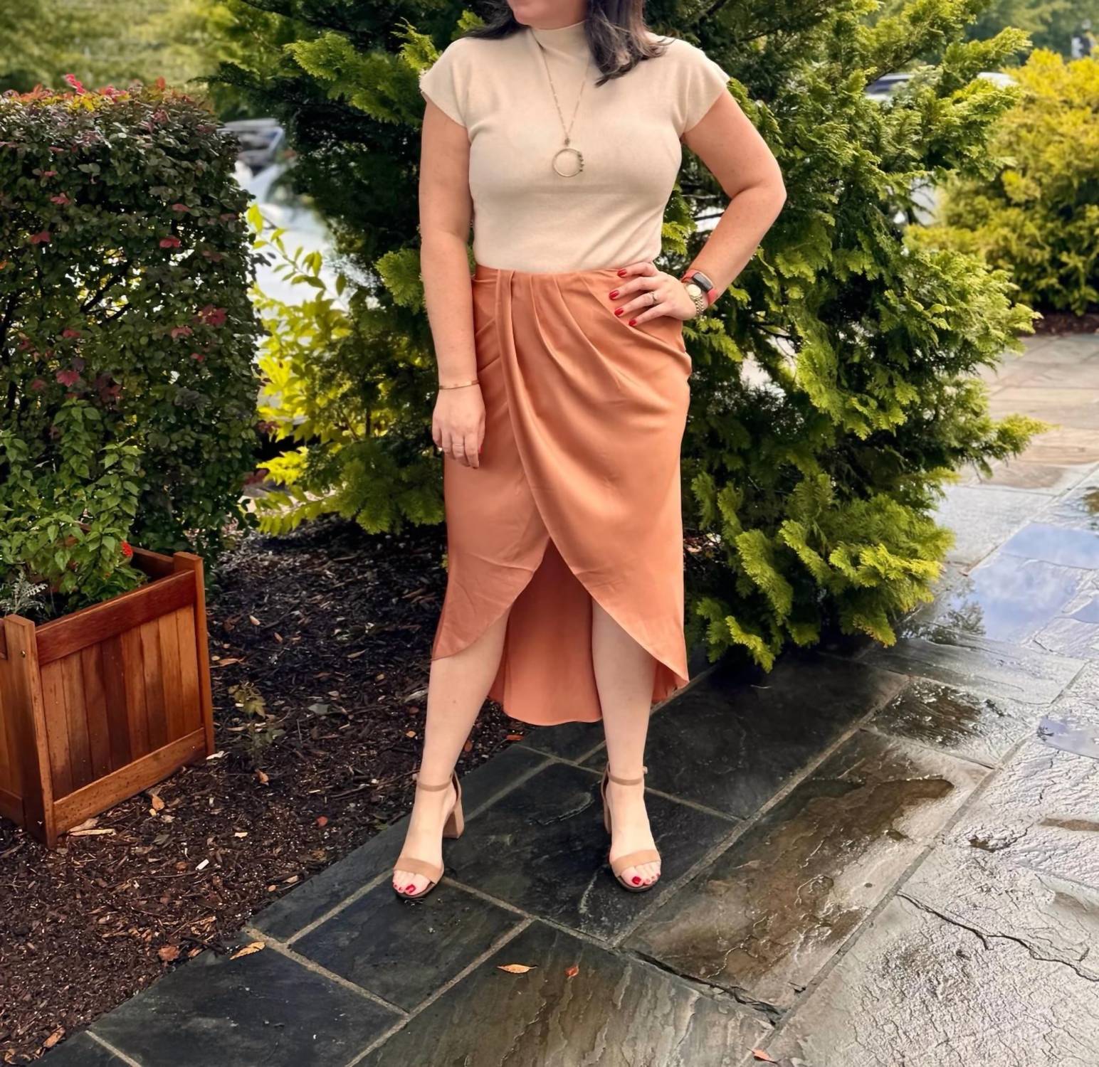 Blu Pepper - Pleated Tulip Midi Skirt