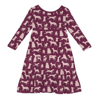 Kickee - Girls' Print Long Sleeve Tiered Dress
