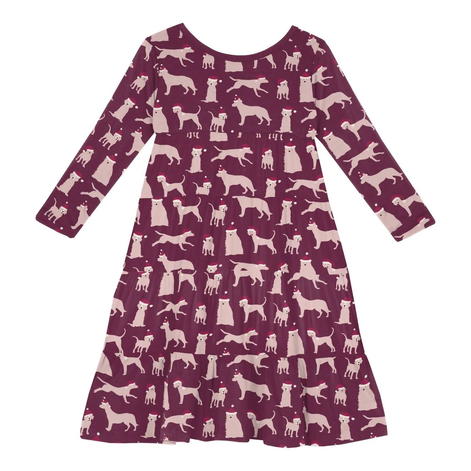 Kickee - Girls' Print Long Sleeve Tiered Dress