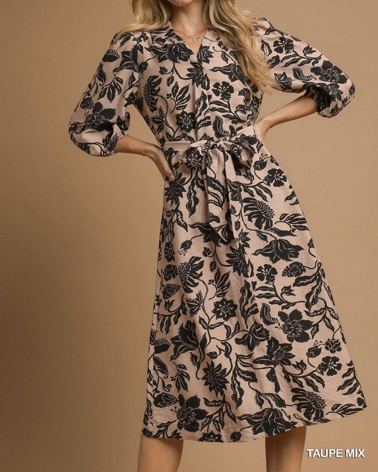 Umgee - Mix Floral Print Midi Dress