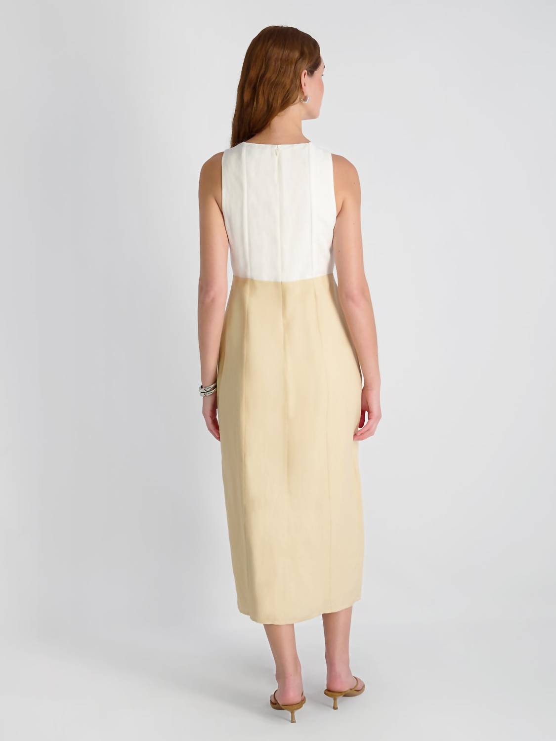 FRENCH CONNECTION Cooper Linen V-neck Midi Dress in white - women's dress - alternate view