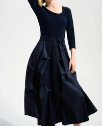 Joseph Ribkoff - Pleated Taffeta Midi Fit And Flare Dress