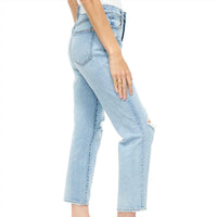 PISTOLA Charlie High Rise Straight Jean in bali distressed - women's jeans - detail view