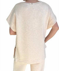 P.CILL Modal Contrast Tunic Top in oatmeal - women's shirt - detail view