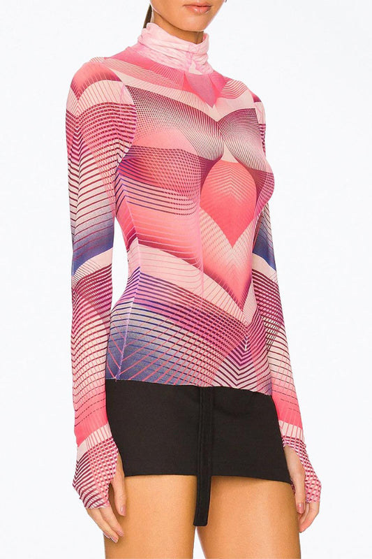 ZADIE POWER MESH TURTLENECK TOP