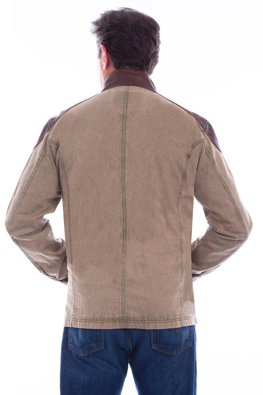 Scully - Men's Canvas Jacket With Leather Trim