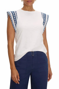 Nic + Zoe - Lacy Scallop-Trimmed Sleeves top