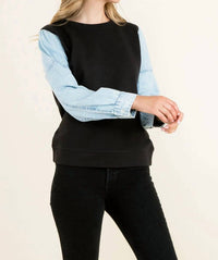 Thml - Knit Denim Sleeve Top