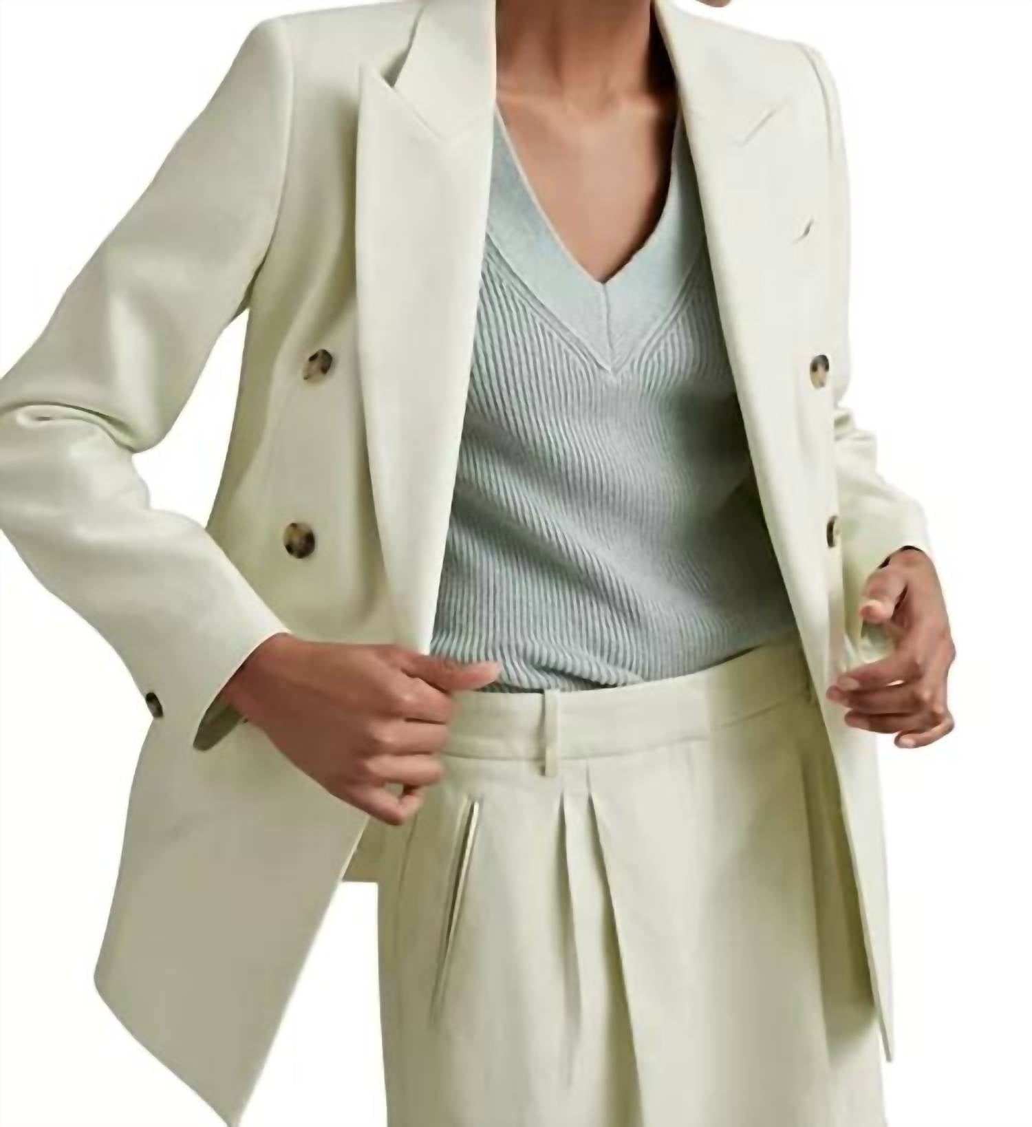 Reiss - Dianna Double Breasted Linen Blend Suit Blazer