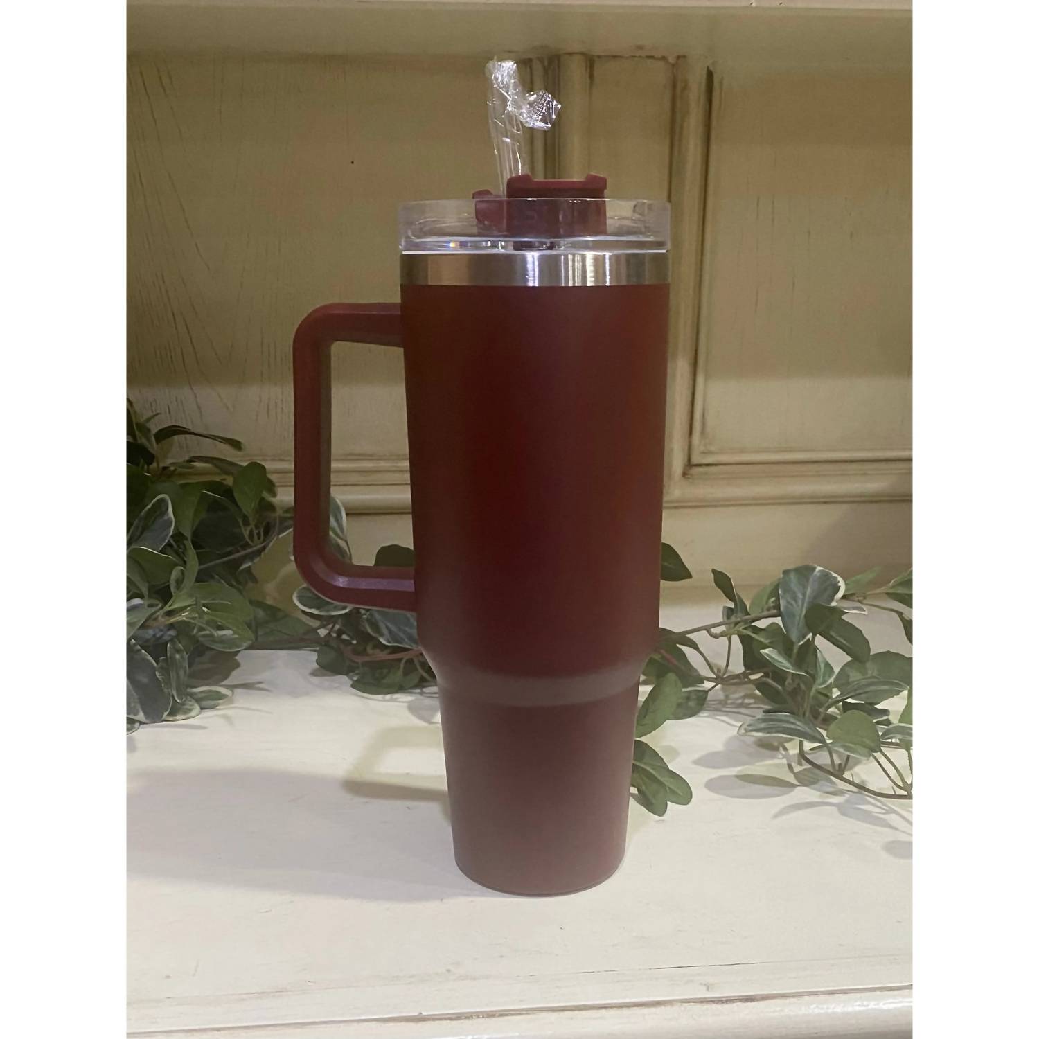 Nash Grey - 40 Oz Football Tumbler With Handle & Straw