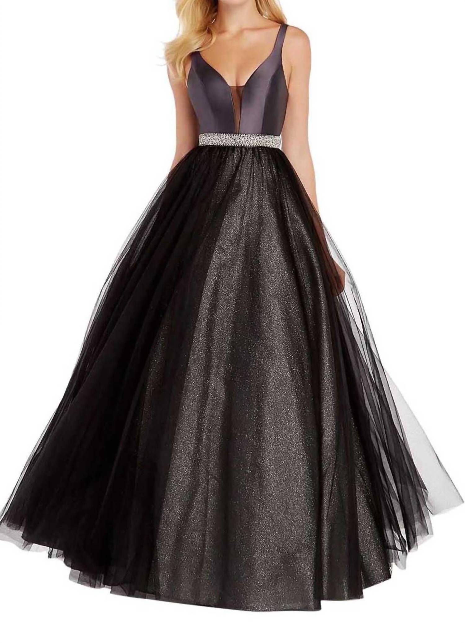 ALYCE PARIS Glitzy Shimmering Tulle Gown in dripping diamonds - women's dress