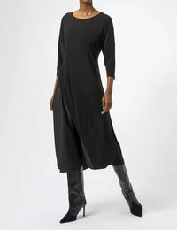 Joseph Ribkoff Print 3/4 Sleeve Trapeze Dress in black - women's dress