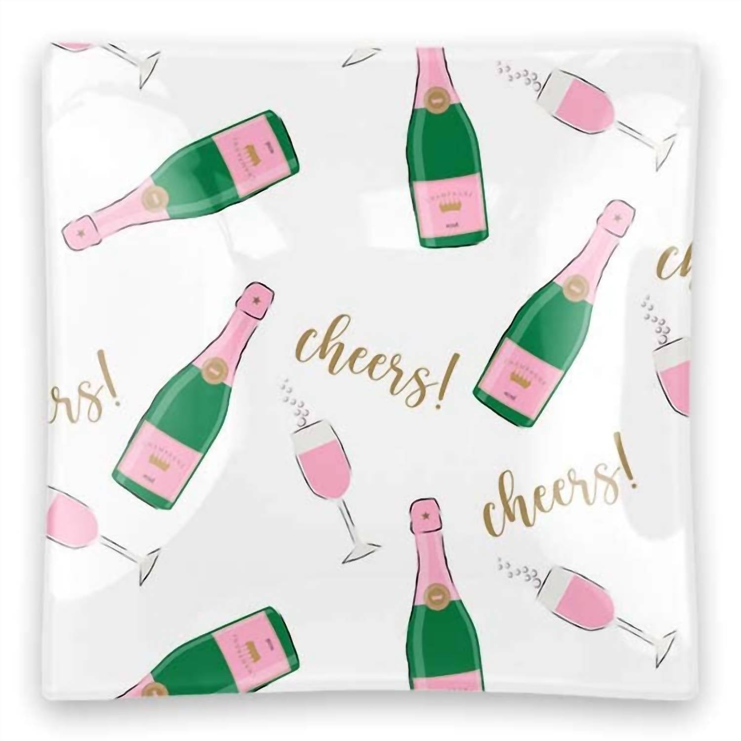 Clairebella - Glass Champagne Square Trinket Tray