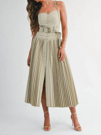EB Luxe Sophie Dress in beige green - women's dress - detail view