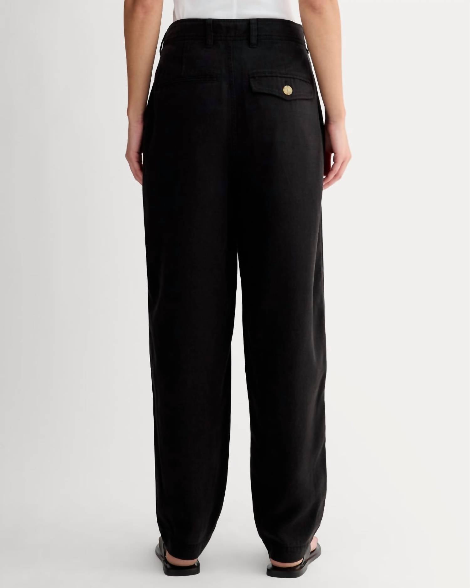 Everlane Tencel Relaxed Tapered Chino Pants in black - women's pants - detail view