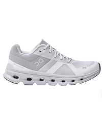 On Women's Cloudrunner Running Shoes in white frost - women's sneaker - detail view