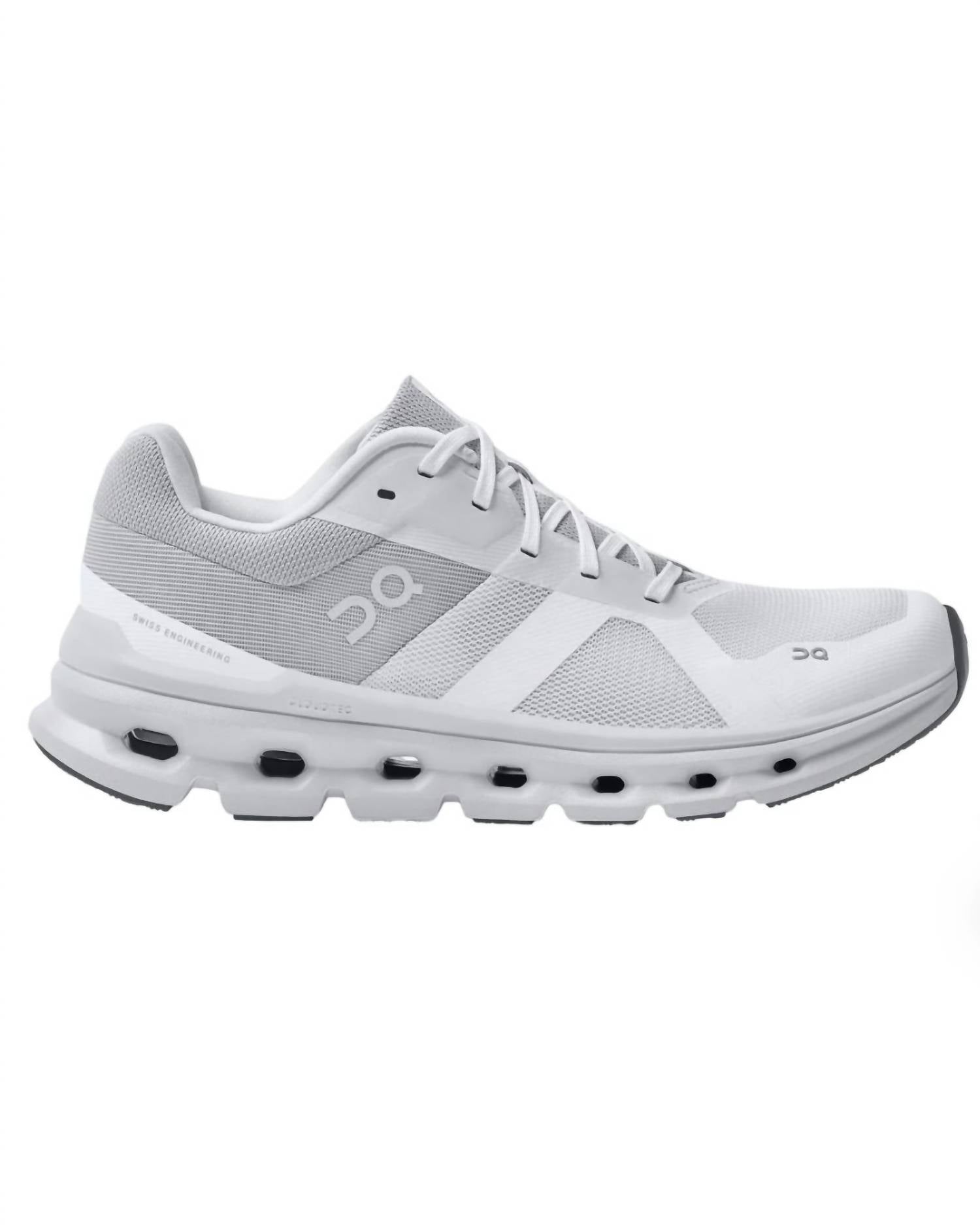 On Women's Cloudrunner Running Shoes in white frost - women's sneaker - detail view