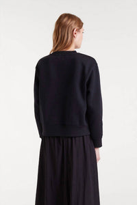 Compania Fantastica Jewel Neck Tie Sweatshirt in black - women's top - detail view
