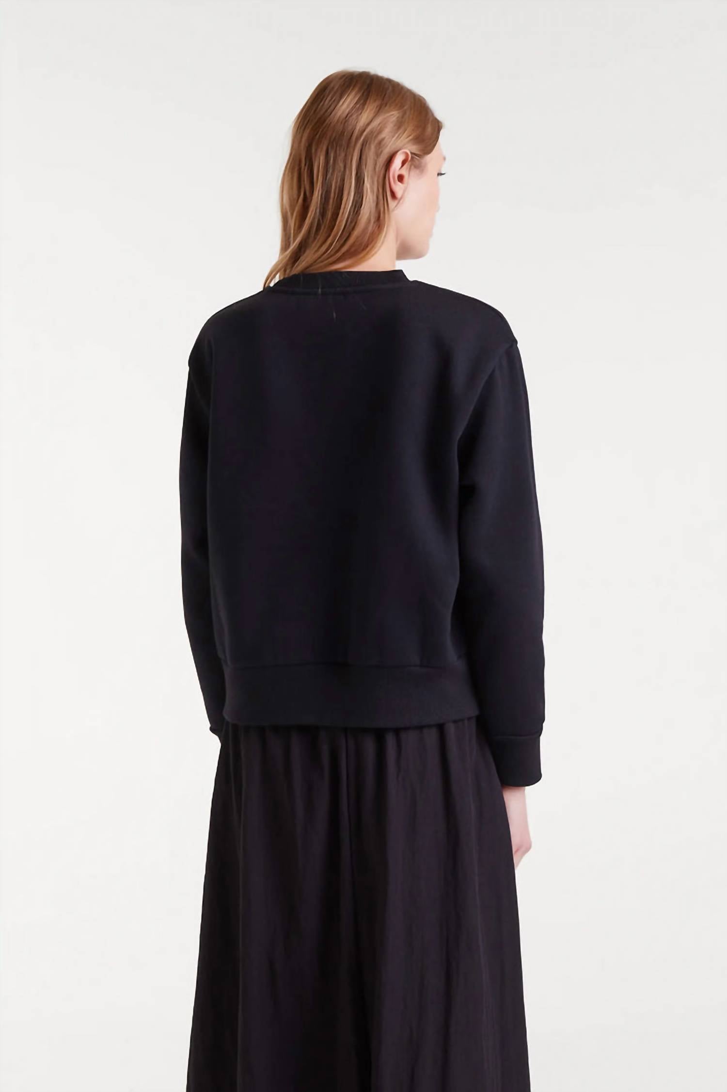 Compania Fantastica Jewel Neck Tie Sweatshirt in black - women's top - detail view
