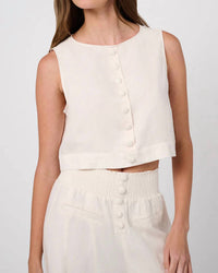 We Wore What - Boxy Linen Boatneck Top