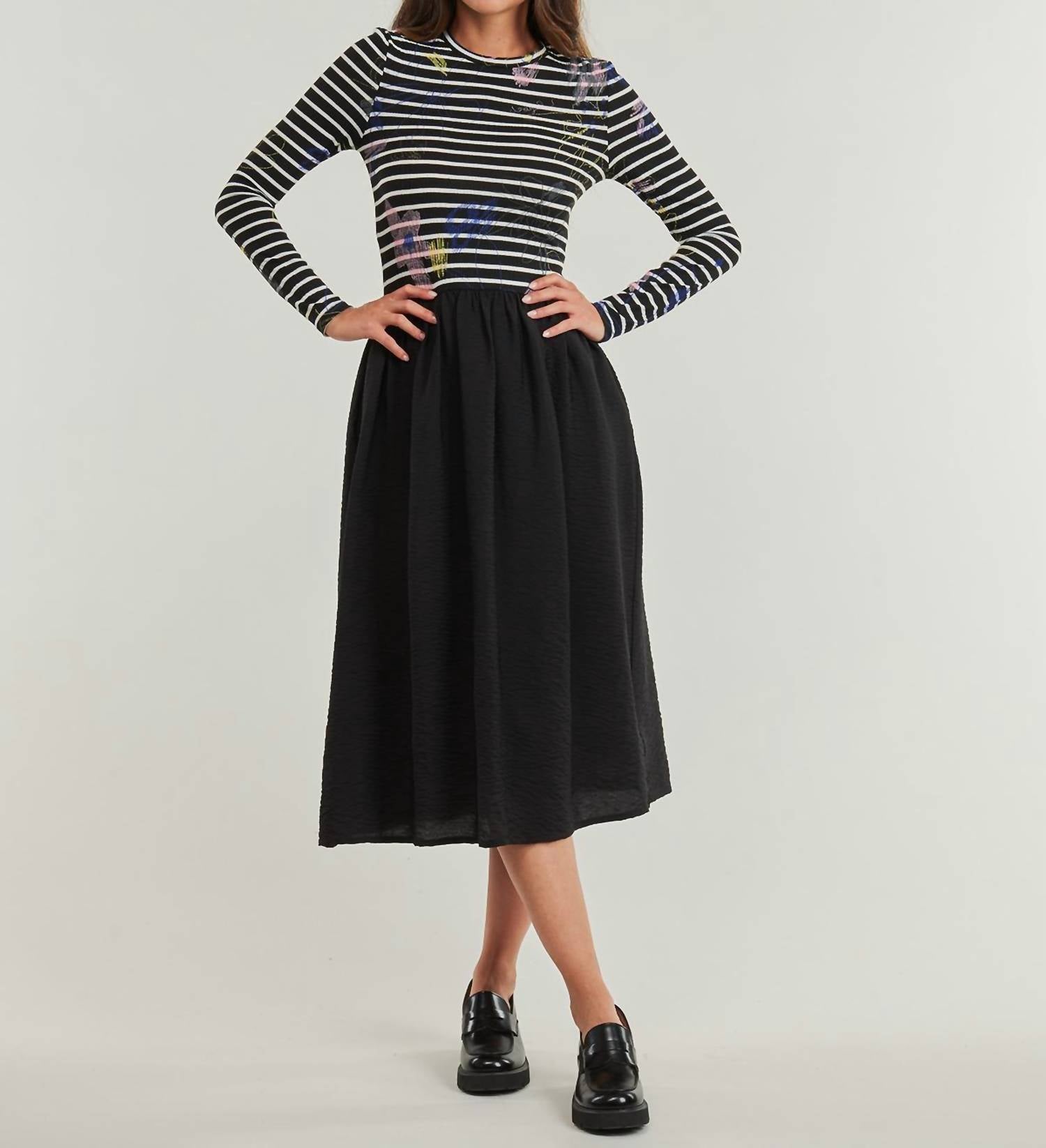 Desigual Vest Raya Hibrida Long Sleeve Dress in black - women's dress
