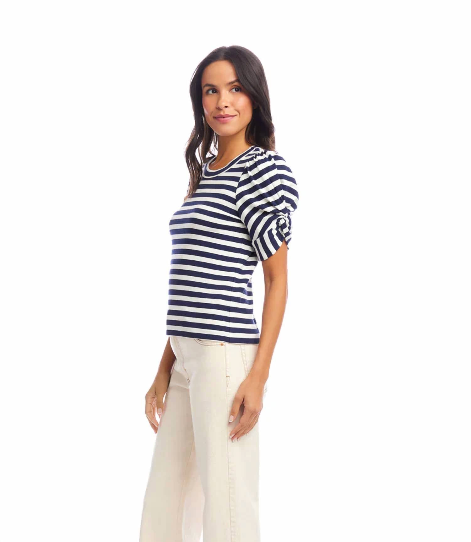 Karen Kane - Nayeli Stripe Twist- Sleeve Top