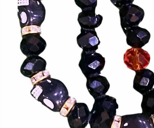 Sparkly South Wholesale - Women's Halloween Sugar Skull Beaded Stretchy Bracelet Set