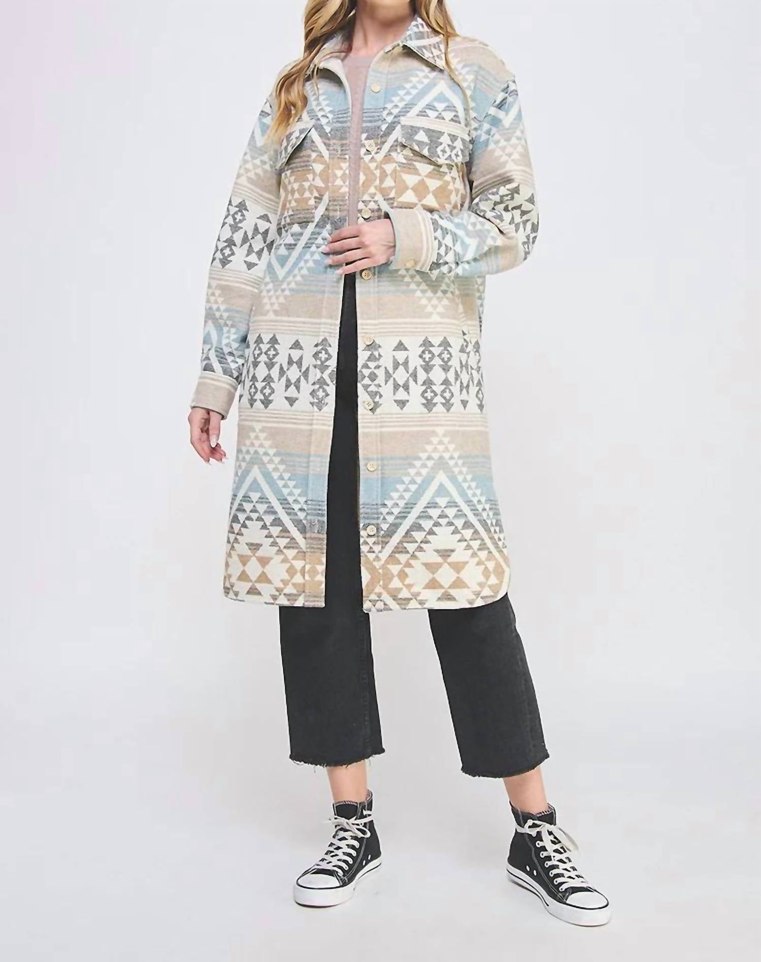 Allie Rose - Tribal Pattern Button Front Shacket With Pockets – Snagged ...