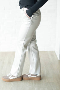 Fate Women's Leather Pants in silver metallic - women's pants - alternate view