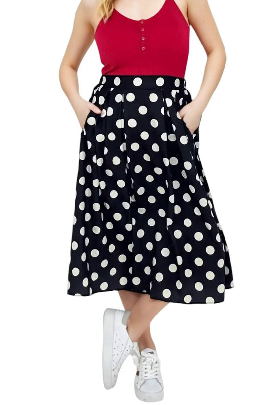 Jade By Jane - Polka Dot Pleated Midi Skirt