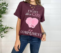 Kid Dangerous Fight Like A Girl Graphic Tee Top in pink - women's t-shirt
