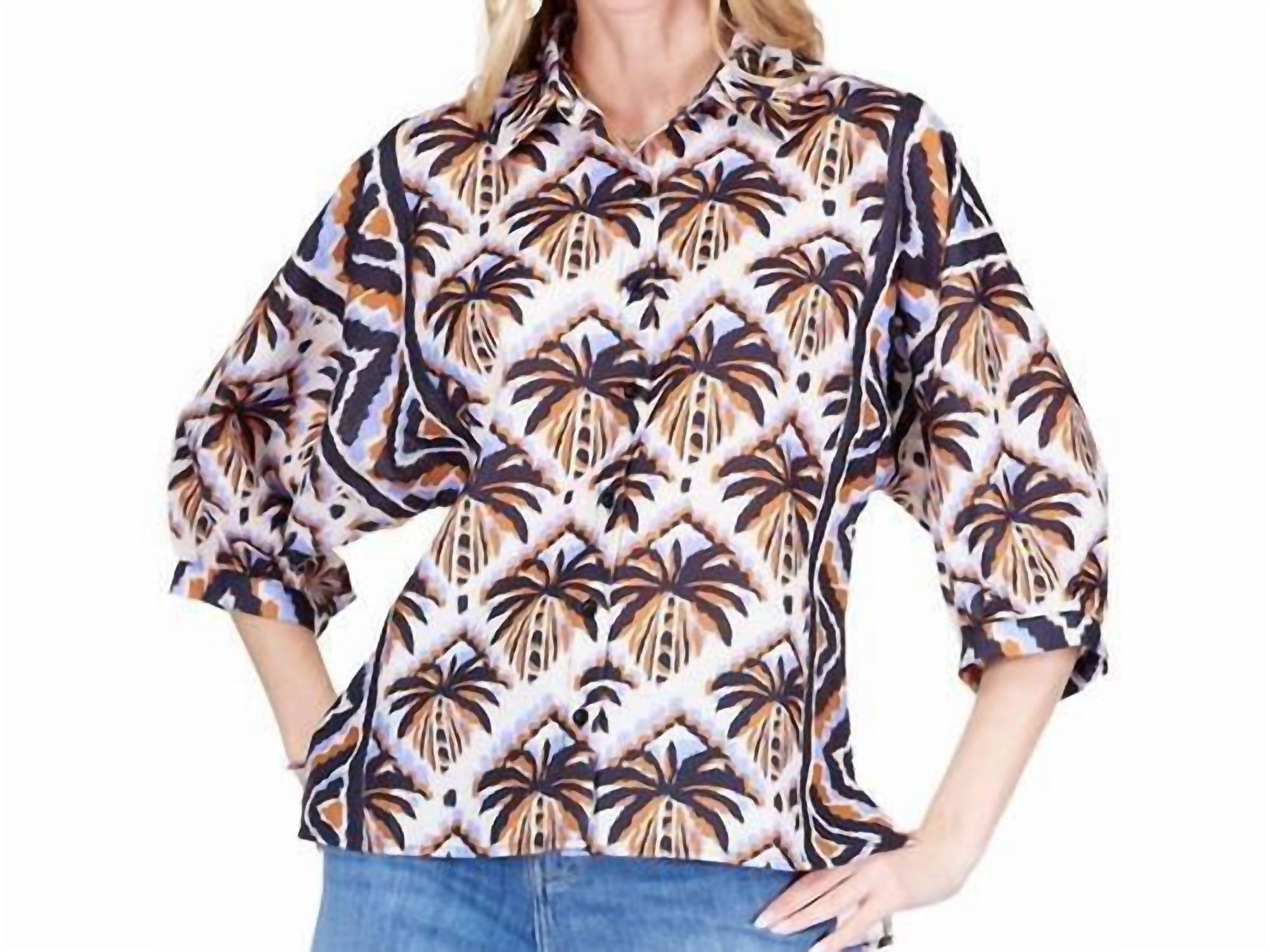Joy Joy - Diamond Palm Print Blouse