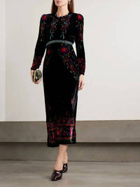 Saloni - CLAUDIA MIDI VELVET DRESS