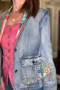 Tru Luxe - Embroidered Denim Jacket