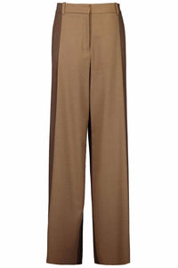 Oscar De La Renta - Mixed Pleated Wide Leg Pants