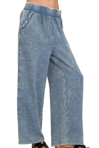 Zenana - Women's Washed Double Gauze Elastic Band Waist Pants