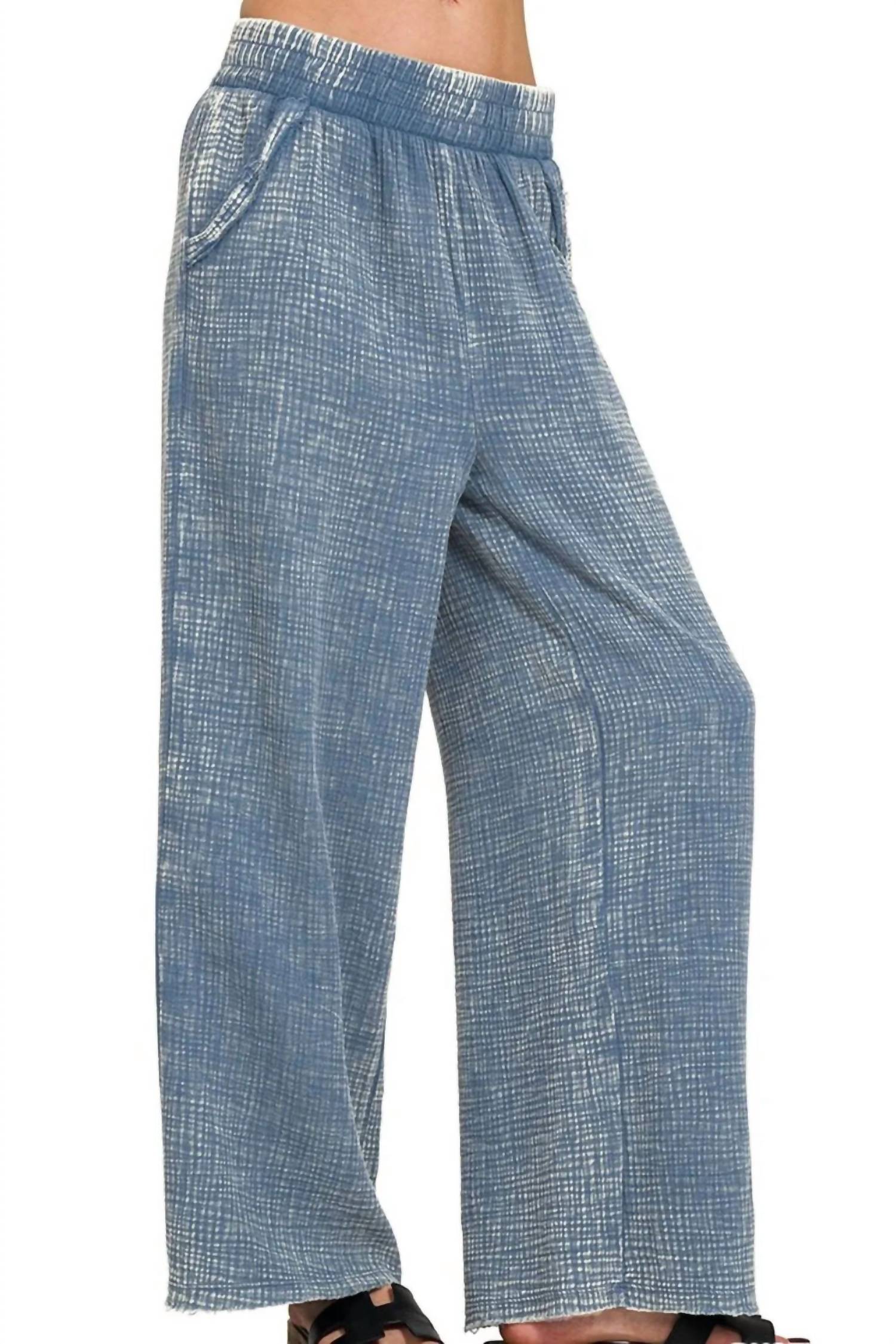 Zenana - Women's Washed Double Gauze Elastic Band Waist Pants