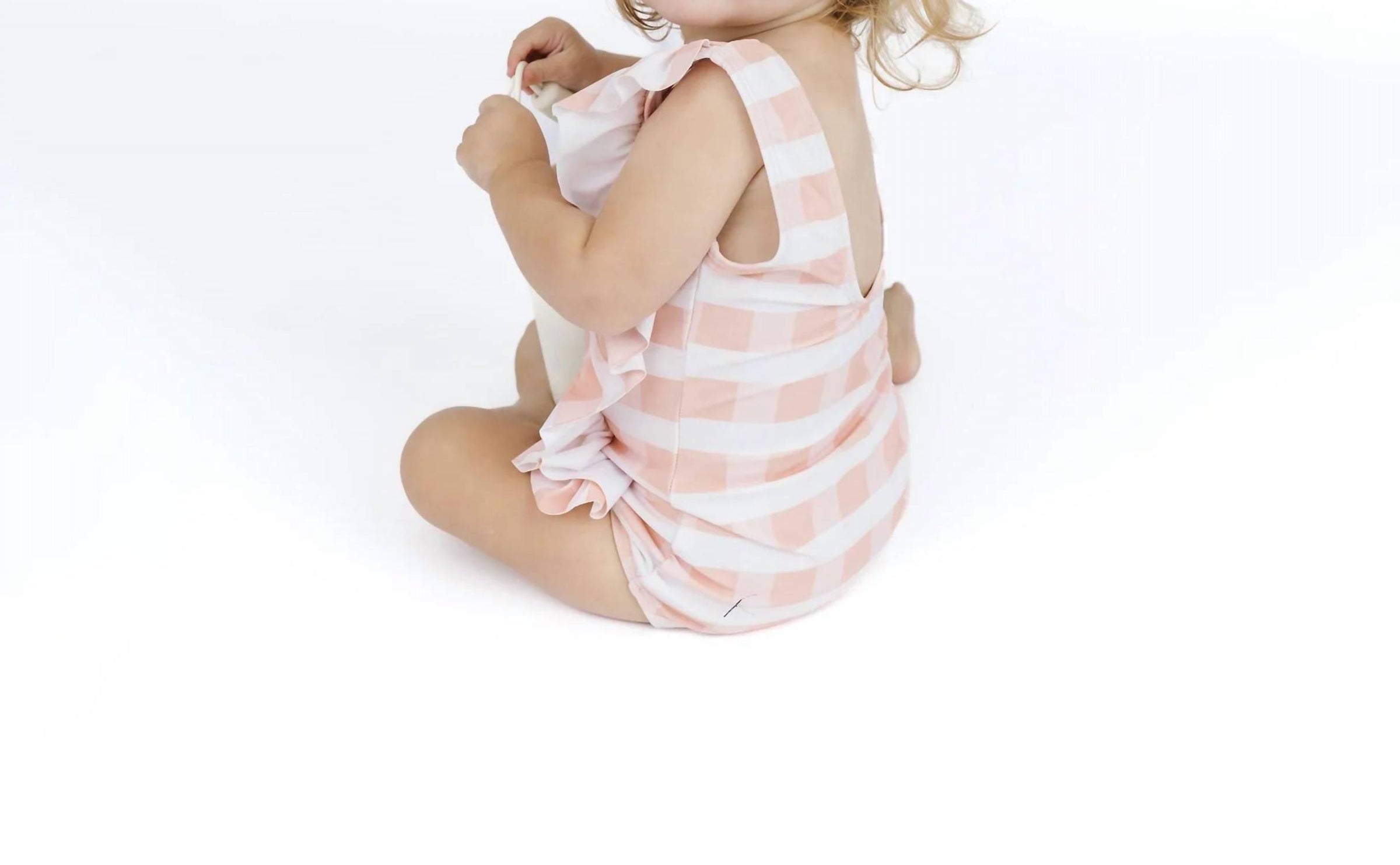 Emerson And Friends - Girl's Gingham Ruffle Front One Piece Swimsuit