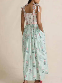 Rosa Clothing - Floral Flare Bow Tie Dress