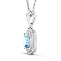 Diana M Jewels - Women's Oval Natural Aquamarine Pendant Necklace (1.31 Ct) - Petite