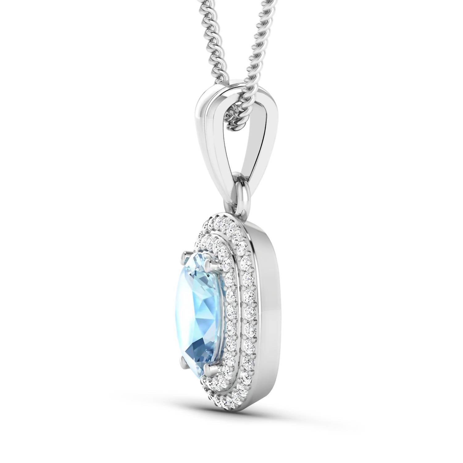 Diana M Jewels - Women's Oval Natural Aquamarine Pendant Necklace (1.31 Ct) - Petite