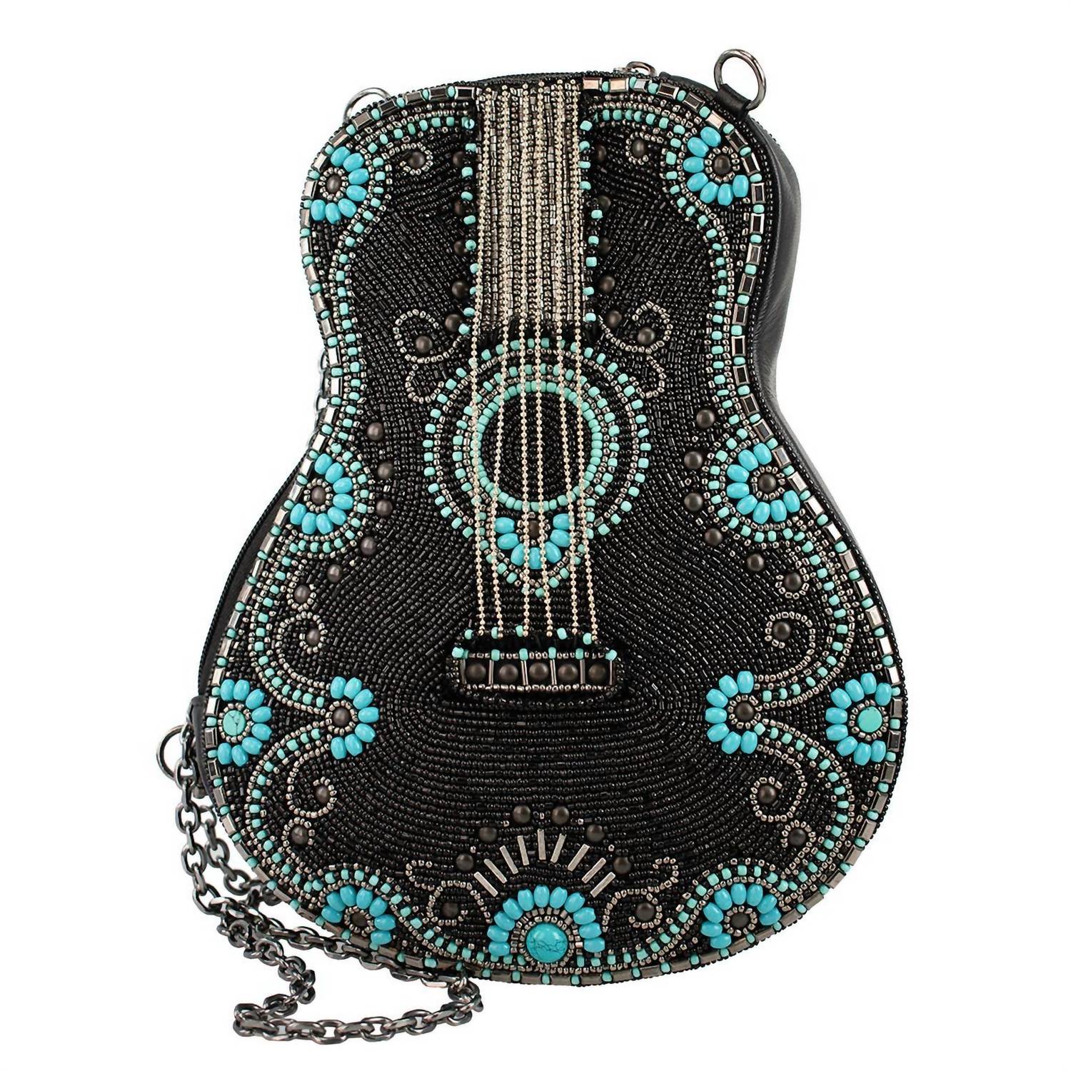Mary Frances - Women's Tune Guitar Shaped Beaded Crossbody Handbag