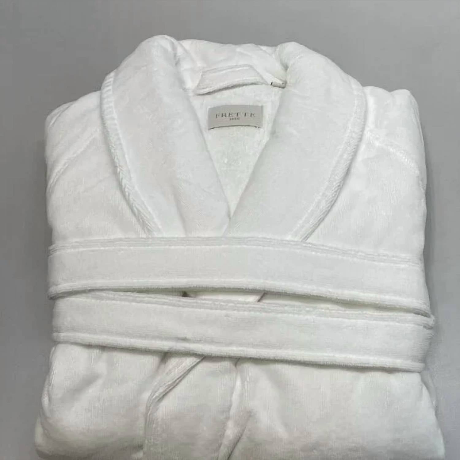 Frette Unisex Velour Shawl Collar Bathrobe in white - men's item - view 5