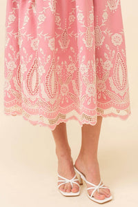 Just Me - Embroidered Midi Dress