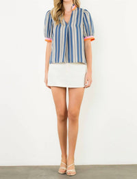 Thml - Short Sleeve Striped V-neck Top