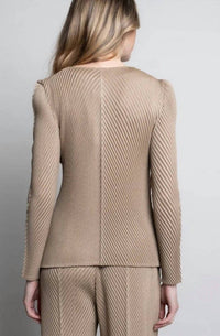 Picadilly - Tan Lightweight Crinkle Texture Pleated Blouse by Picadilly
