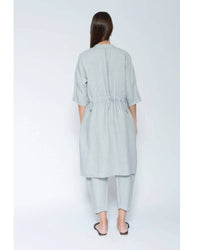 Blueberry - Cinch Waist Long Shirt