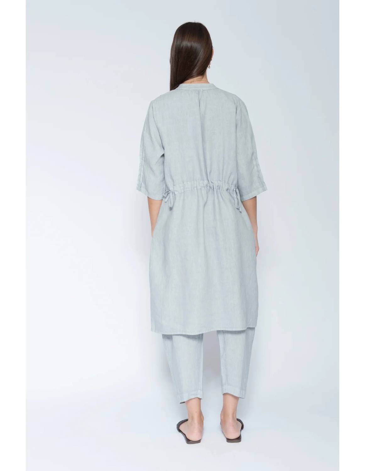 Blueberry - Cinch Waist Long Shirt