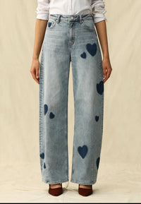 Bayeas - Women's Rosalind Heart Detail High Rise Barrel Jeans